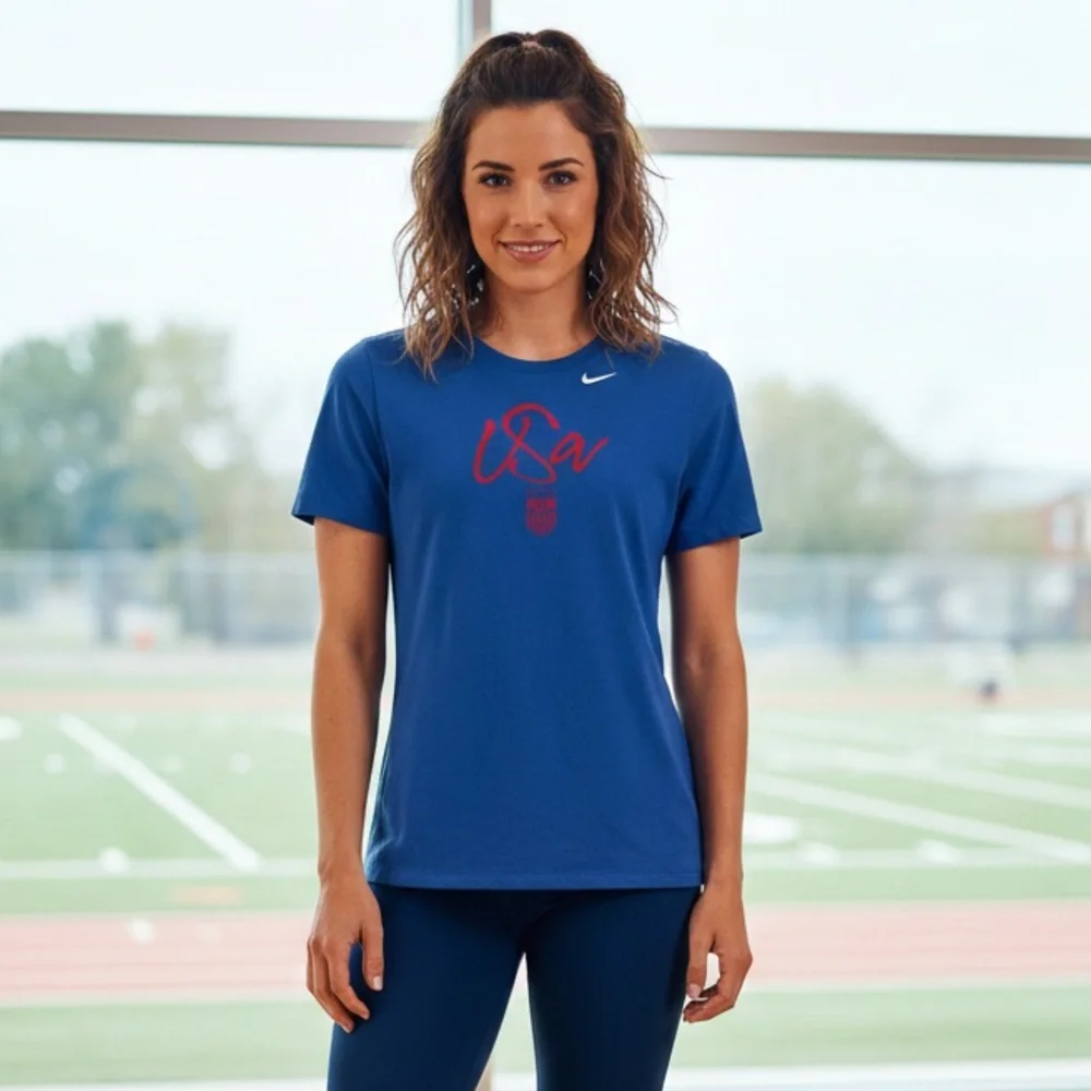 Nike USWNT Team USA Soccer Graphic Tee Royal Blue Women’s Large NWT